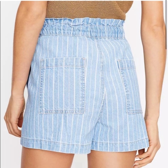 EUC LOFT high waist denim stripe short - size M - Picture 3 of 8